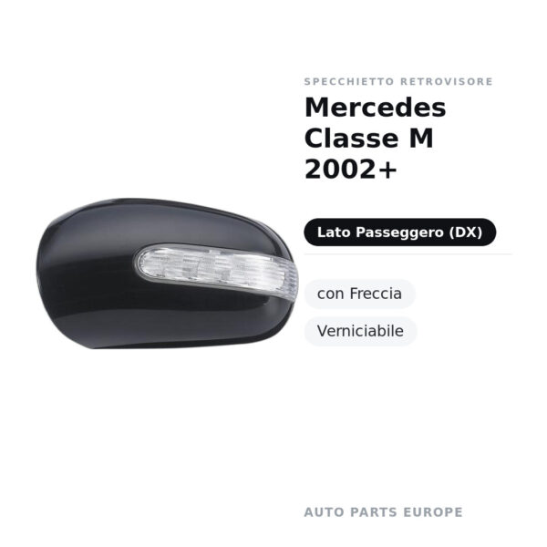 Außenspiegel Rechts Mercedes Klasse M 2002+ – mit Blinker, lackierbar – Bild 2