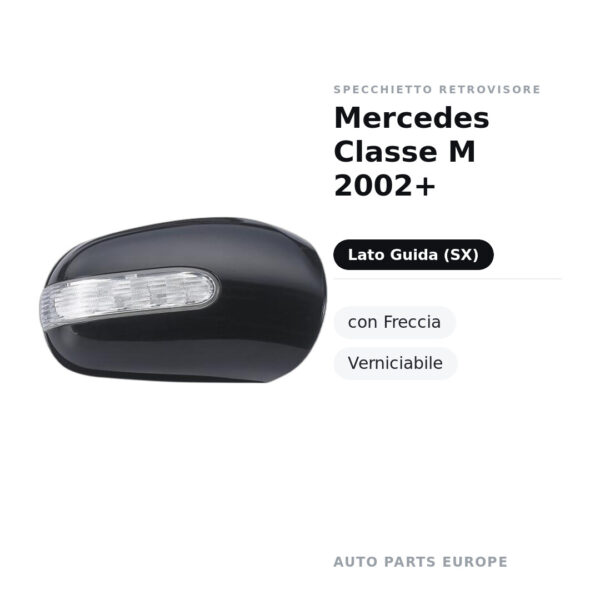 Calotta Specchietto Retrovisore Sinistro Mercedes Classe M 2002+ – Verniciabile, con foro fanale freccia – foto 2