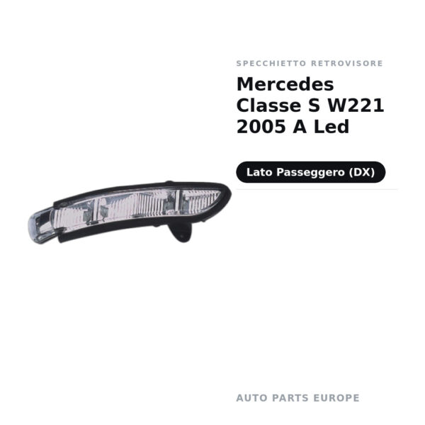 Specchietto Retrovisore Destro Mercedes Classe S W221 2005 A Led – foto 2