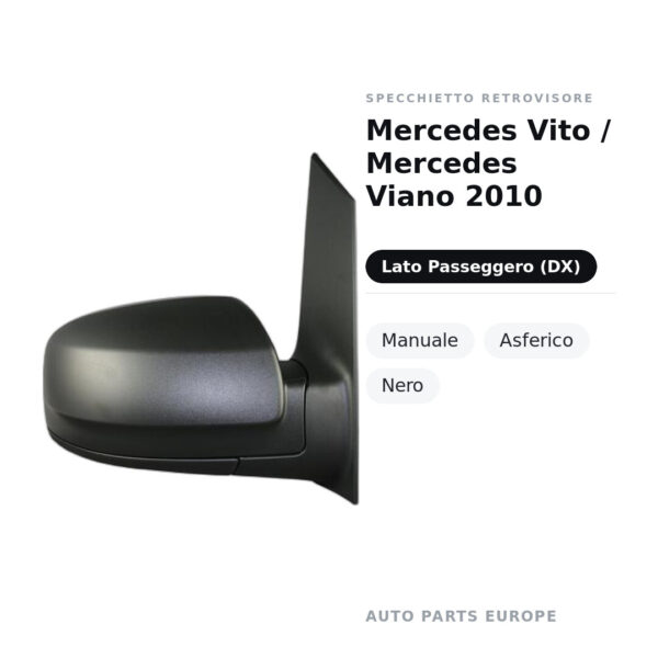 Außenspiegel Rechts Mercedes Vito / Mercedes Viano 2010 – Manuell, Asphärisch, Schwarz – Bild 2