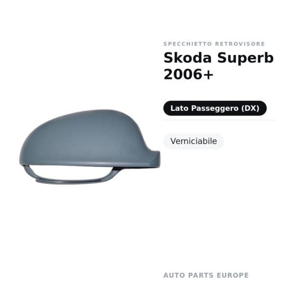 Calotta Specchietto Retrovisore Destro Skoda Superb 2006+ – Verniciabile – foto 2