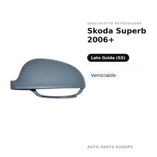 Calotta Specchietto Retrovisore Sinistro Skoda Superb 2006+ – Verniciabile – foto 2
