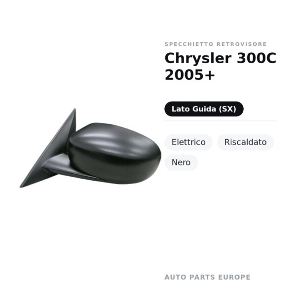 Außenspiegel Links Chrysler 300C 2005+ – Elektrisch, Beheizt, Schwarz – Bild 2