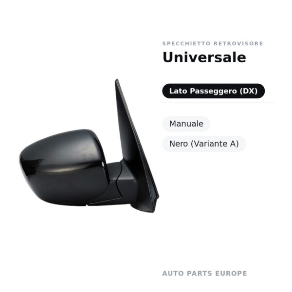 Specchietto Retrovisore Destro Universale – Manuale, Nero (Variante A) – foto 2