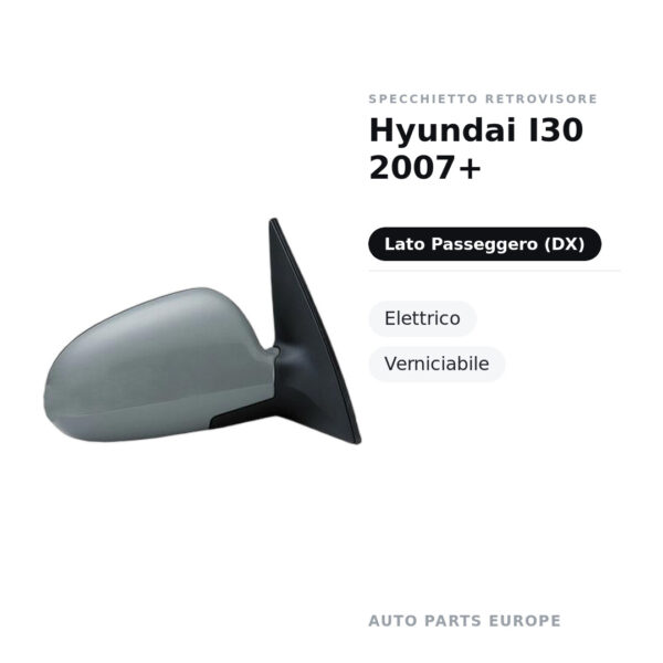Specchietto Retrovisore Destro Hyundai I30 2007+ – Elettrico, Verniciabile – foto 2