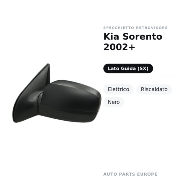 Specchietto Retrovisore Sinistro Kia Sorento 2002+ – Elettrico, Riscaldato, Nero – foto 2