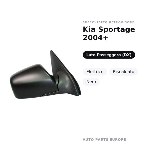 Specchietto Retrovisore Destro Kia Sportage 2004+ – Elettrico, Riscaldato, Nero – foto 2