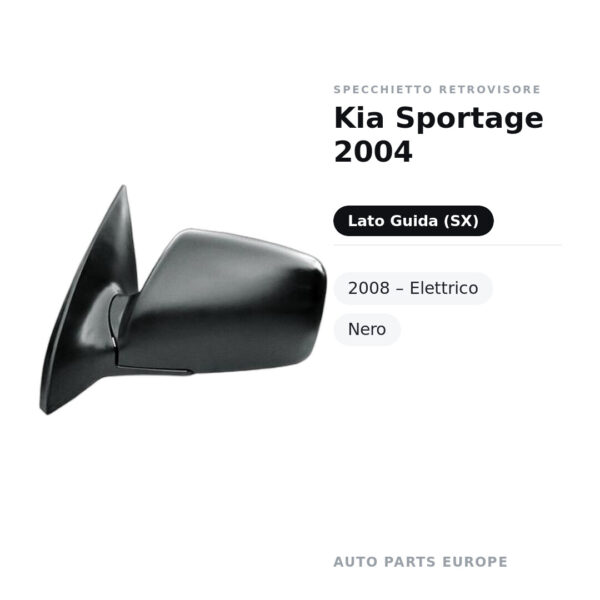 Specchietto Retrovisore Sinistro Kia Sportage 2004-2008 – Elettrico, Nero – foto 2
