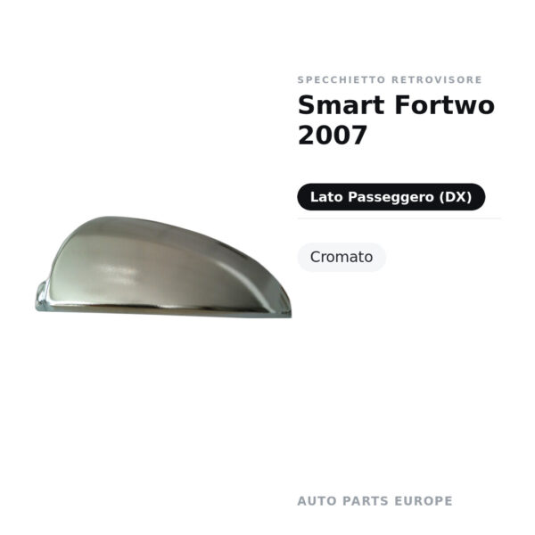 Calotta Specchietto Retrovisore Destro Smart Fortwo 2007 – Cromata – foto 2