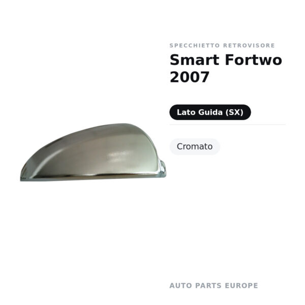 Calotta Specchietto Retrovisore Sinistro Smart Fortwo 2007 – Cromata – foto 2