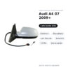 Specchietto Retrovisore Sinistro Audi A4 07 2009+ – Elettrico, Riscaldato, con Freccia, Asferico, 10 Pin, Verniciabile