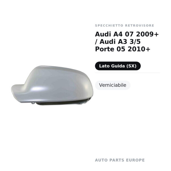 Außenspiegel Links Audi A4 07 2009+ / Audi A3 3/5 Türer 05 2010+ – Lackierbar – Bild 2