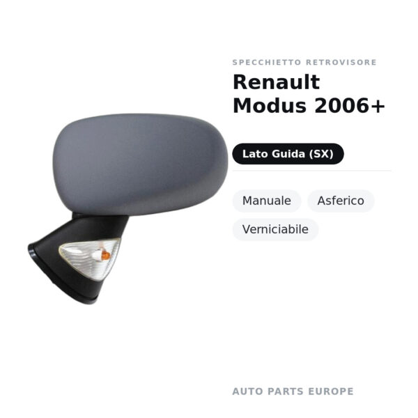 Außenspiegel Links Renault Modus 2006+ – Manuell, Asphärisch, Lackierbar – Bild 2