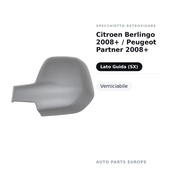 Außenspiegel Links Citroen Berlingo 2008+ / Peugeot Partner 2008+ – Lackierbar – Bild 2