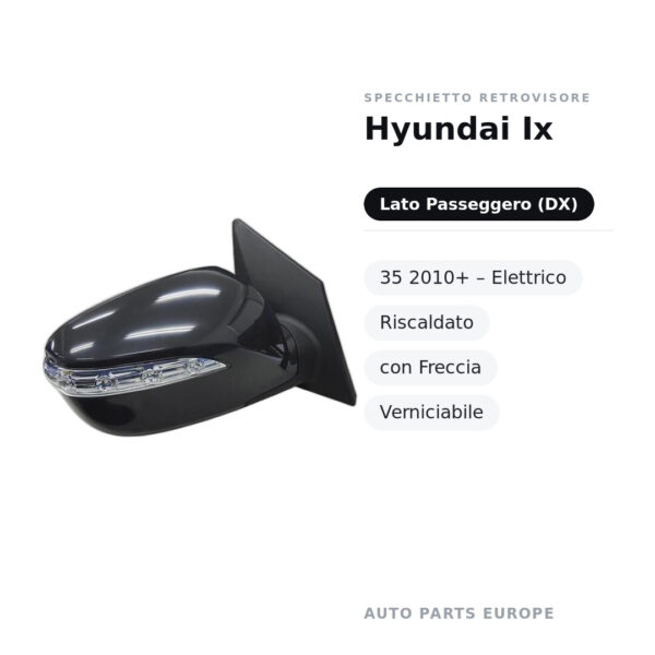 Specchietto Retrovisore Destro Hyundai Ix-35 2010+ – Elettrico, Riscaldato, con Freccia, Verniciabile – foto 2