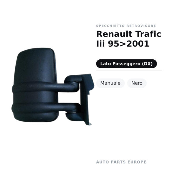Specchietto Retrovisore Destro Renault Trafic Iii 95>2001 – Manuale, Nero – foto 2