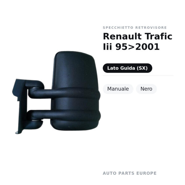 Specchietto Retrovisore Sinistro Renault Trafic Iii 95>2001 – Manuale, Nero – foto 2