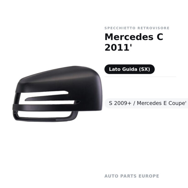 Calotta Specchietto Retrovisore Sinistro Mercedes C 2011′- S 2009+ / Mercedes E Coupe’ 09′- Glk 2008+ – Verniciabile – foto 2