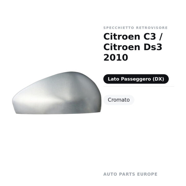 Außenspiegel Rechts Citroen C3 / Citroen Ds3 2010 – Verchromt – Bild 2