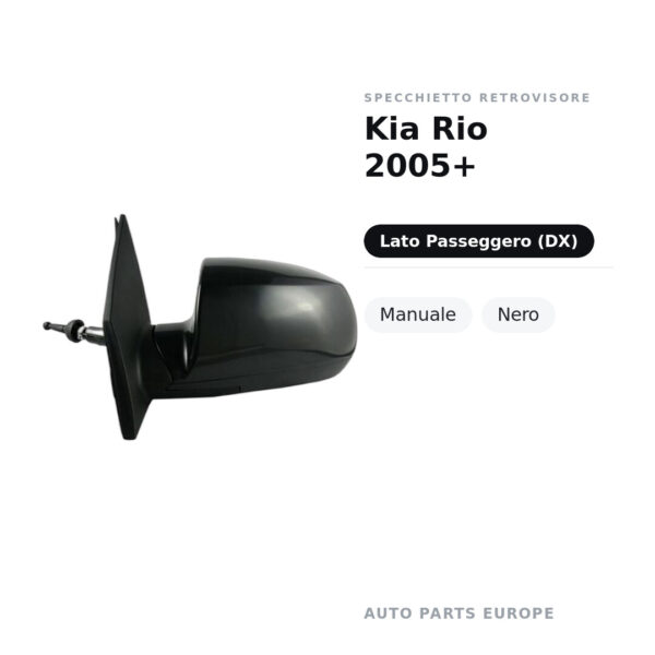 Specchietto Retrovisore Destro Kia Rio 2005+ – Manuale, Nero – foto 2