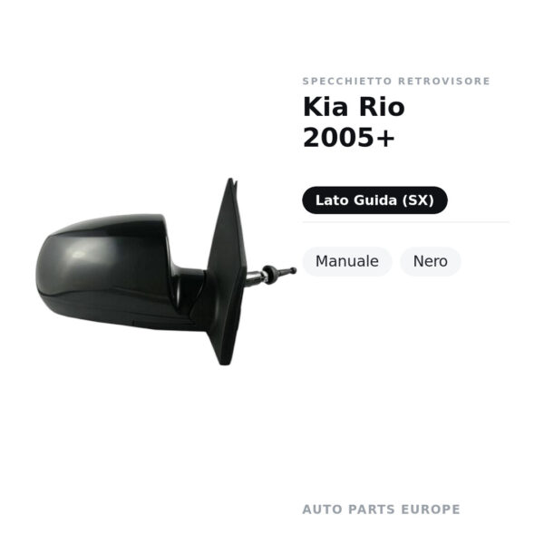 Specchietto Retrovisore Sinistro Kia Rio 2005+ – Manuale, Nero – foto 2