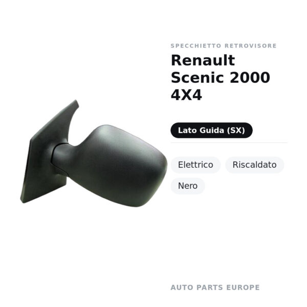 Specchietto Retrovisore Sinistro Renault Scenic 2000 4X4 – Elettrico, Riscaldato, Nero – foto 2