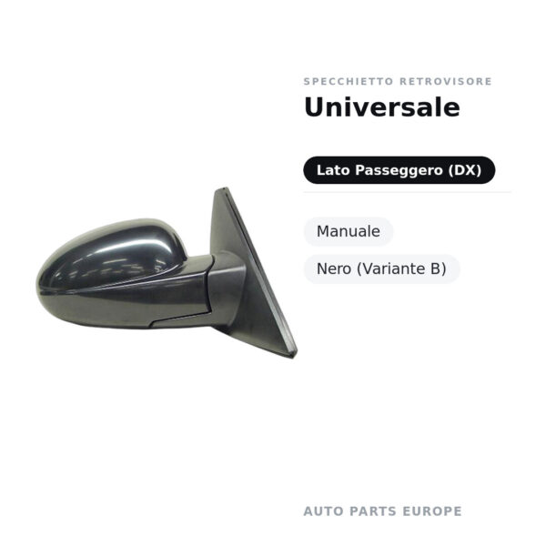Specchietto Retrovisore Destro Universale – Manuale, Nero (Variante B) – foto 2