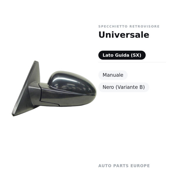 Specchietto Retrovisore Sinistro Universale – Manuale, Nero (Variante B) – foto 2
