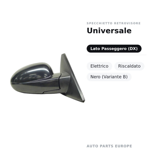 Specchietto Retrovisore Destro Universale – Elettrico, Riscaldato, Nero (Variante B) – foto 2