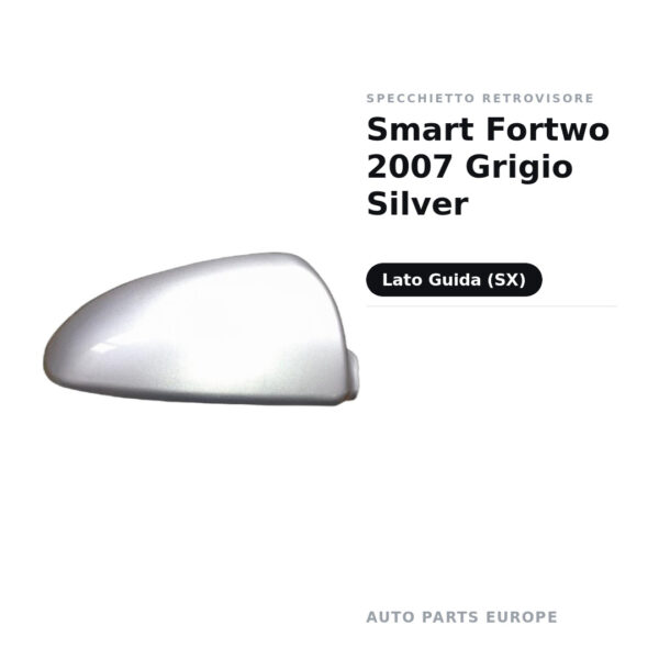 Calotta Specchietto Retrovisore Sinistro Smart Fortwo 2007 Grigio Silver – Grigio silver – foto 2