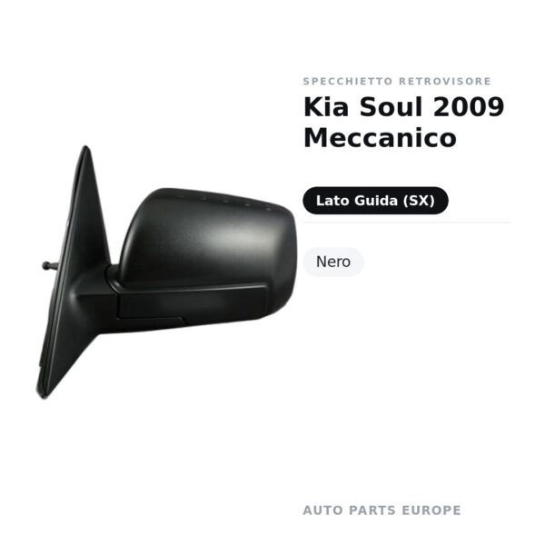 Specchietto Retrovisore Sinistro Kia Soul 2009 Meccanico – Nero – foto 2