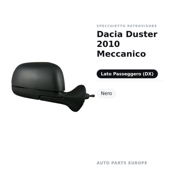 Specchietto Retrovisore Destro Dacia Duster 2010 Meccanico – Nero – foto 2