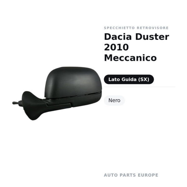 Specchietto Retrovisore Sinistro Dacia Duster 2010 Meccanico – Nero – foto 2