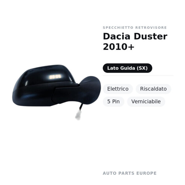 Außenspiegel Links Dacia Duster 2010+ – Elektrisch, Beheizt, 5 Pin, Lackierbar – Bild 2