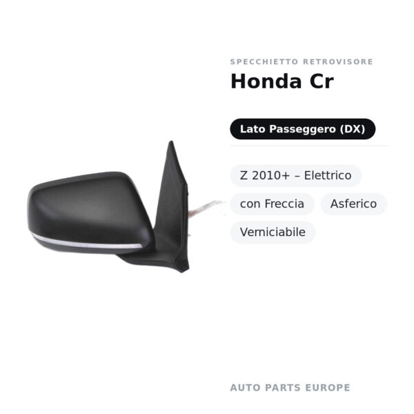 Specchietto Retrovisore Destro Honda Cr-Z 2010+ – Elettrico, con Freccia, Asferico, Verniciabile – foto 2