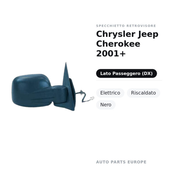 Specchietto Retrovisore Destro Chrysler Jeep Cherokee 2001+ – Elettrico, Riscaldato, Nero – foto 2