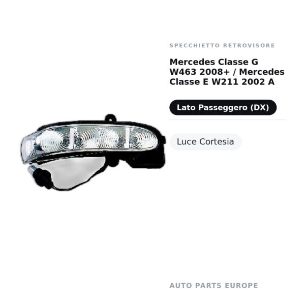 Außenspiegel Rechts Mercedes Klasse G W463 2008+ / Mercedes Klasse E W211 2002 A Led E – Mit Umgebungslicht – Bild 2