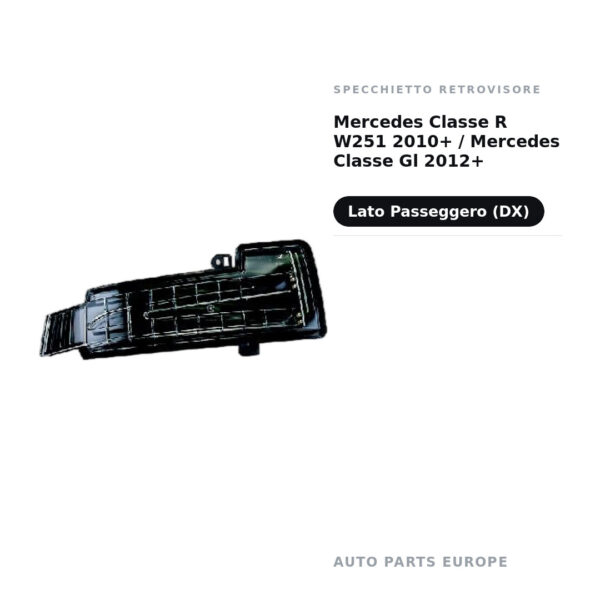Specchietto Retrovisore Destro Mercedes Classe R W251 2010+ / Mercedes Classe Gl 2012+ – foto 2