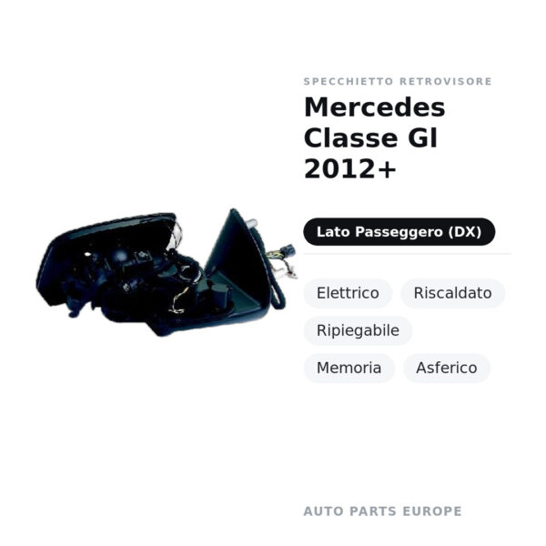 Specchietto Retrovisore Destro Mercedes Classe Gl 2012+ – Elettrico, Riscaldato, Ripiegabile, Memoria, Asferico – foto 2