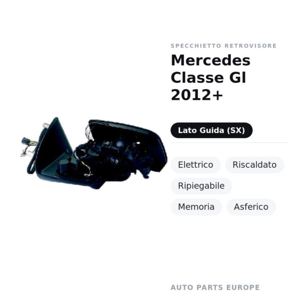 Specchietto Retrovisore Sinistro Mercedes Classe Gl 2012+ – Elettrico, Riscaldato, Ripiegabile, Memoria, Asferico – foto 2