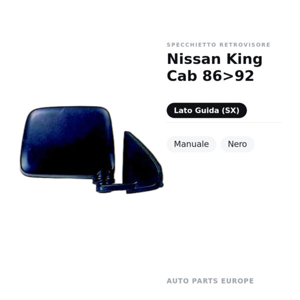 Specchietto Retrovisore Sinistro Nissan King Cab 86>92 – Manuale, Nero – foto 2