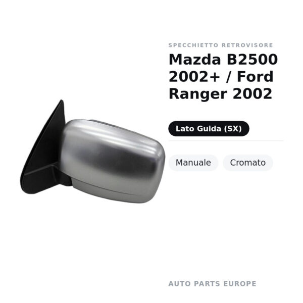 Außenspiegel Links Mazda B2500 2002+ / Ford Ranger 2002 – Manuell, Verchromt – Bild 2