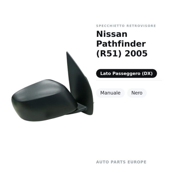 Specchietto Retrovisore Destro Nissan Pathfinder (R51) 2005 – Manuale, Nero – foto 2