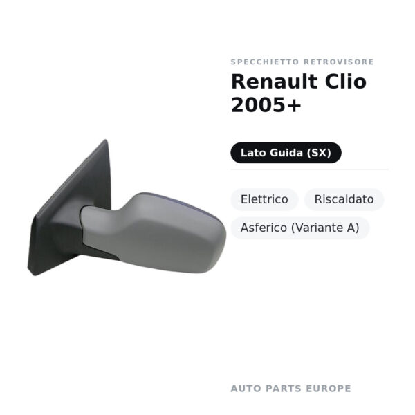 Außenspiegel Links Renault Clio 2005+ – Elektrisch, Beheizt, Asphärisch (Variante A) – Bild 2
