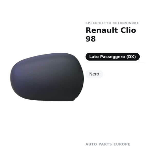 Calotta Specchietto Retrovisore Destro Renault Clio 98 – Nera – foto 2