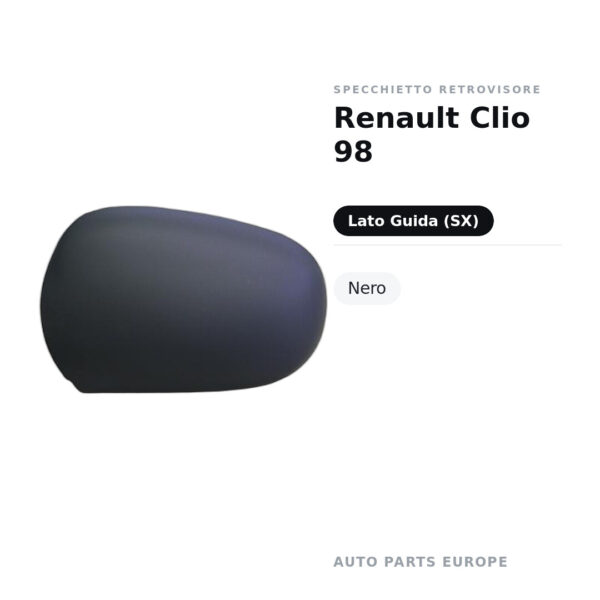 Calotta Specchietto Retrovisore Sinistro Renault Clio 98 – Nera – foto 2