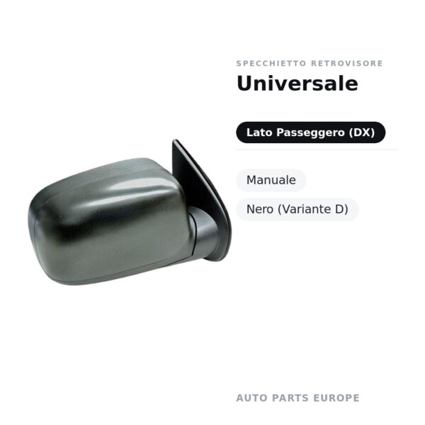 Specchietto Retrovisore Destro Universale – Manuale, Nero (Variante D) – foto 2