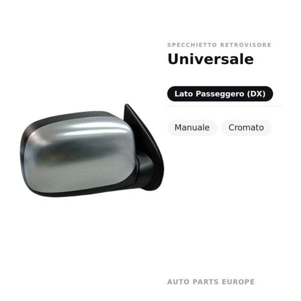 Specchietto Retrovisore Destro Universale – Manuale, Cromato – foto 2