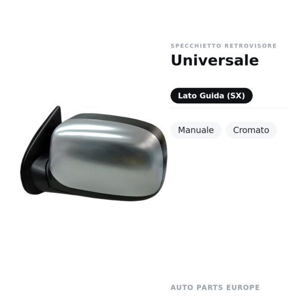 Specchietto Retrovisore Sinistro Universale – Manuale, Cromato – foto 2