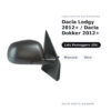 Specchietto Retrovisore Destro Dacia Lodgy 2012+ / Dacia Dokker 2012+ – Manuale, Nero – foto 2